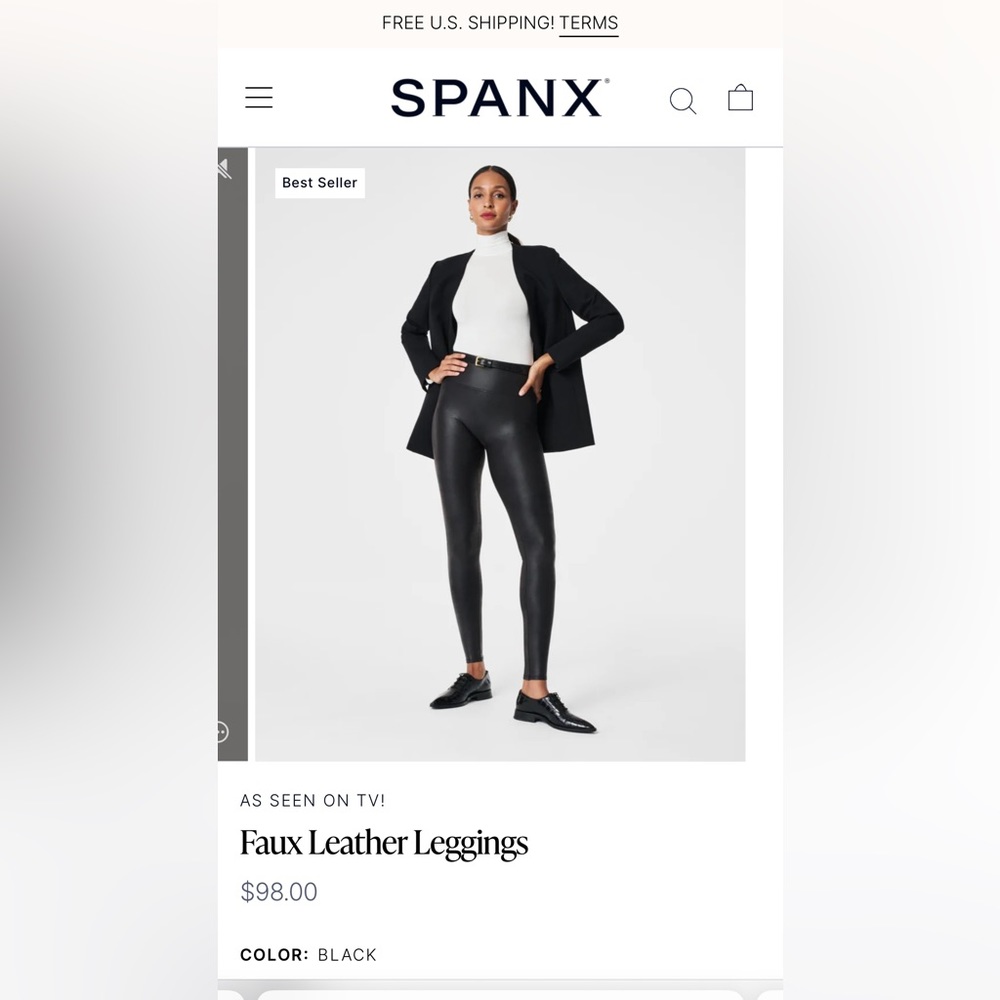 SPANX Faux Leather Leggings size Small Petite